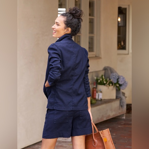 Frank & Eileen Navy Dublin Tailored Blazer in Italian Performance Linen small - Picture 3 of 8
